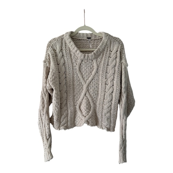 Free People Cutting Edge Cotton Cable Sweater - Picture 2 of 5